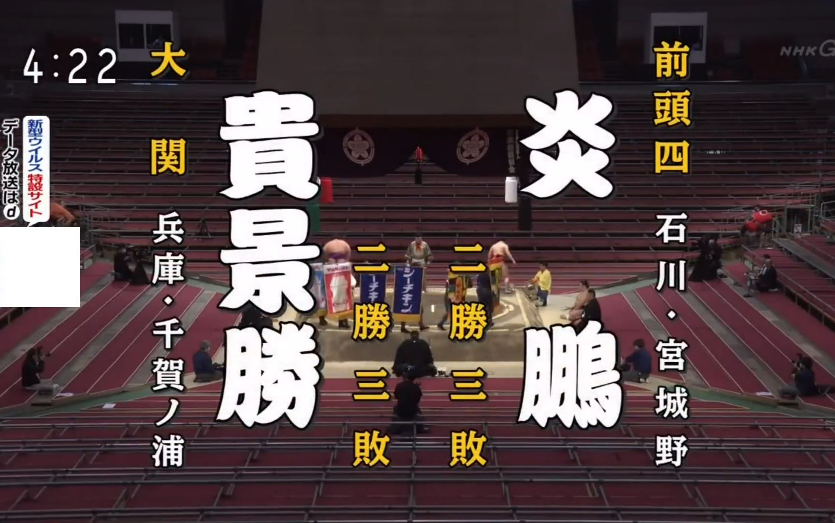 大相扑2020年3月6日目贵景胜光信vs炎鹏晃