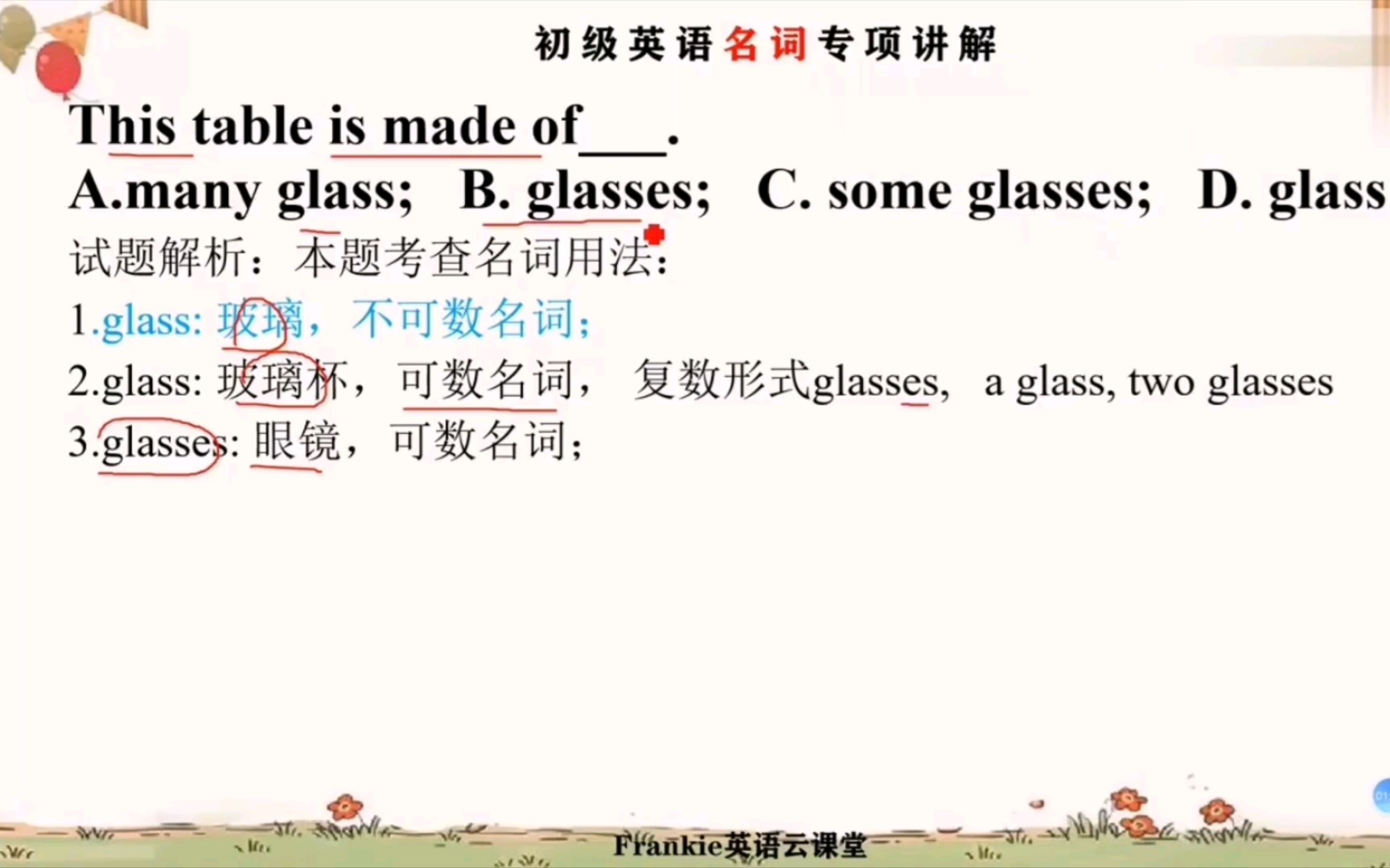 初中英语语法综合练习  glass 三种用法讲解哔哩哔哩bilibili