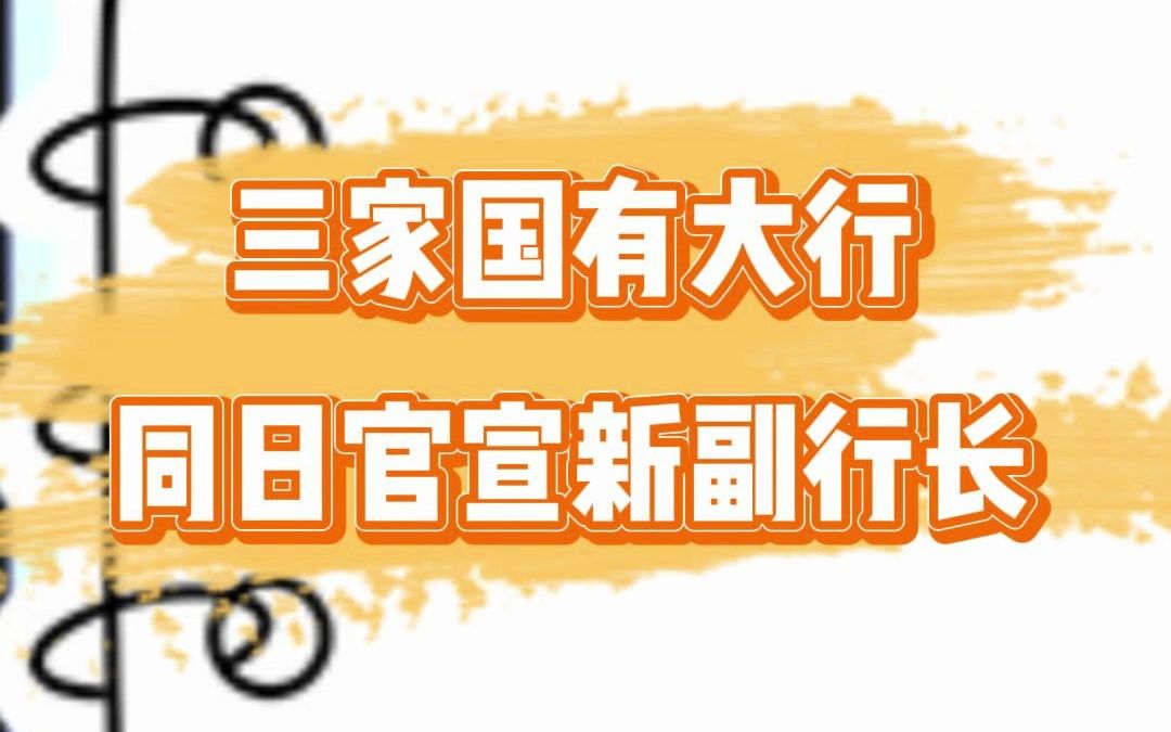 三家国有大行同日官宣新副行长!哔哩哔哩bilibili