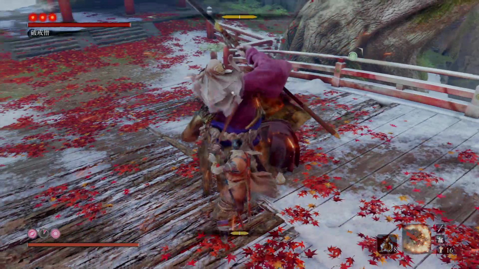 只狼 简单粗暴,全一拜年剑法vs破戒僧(3阶段打满,仅失误被砍中一刀)