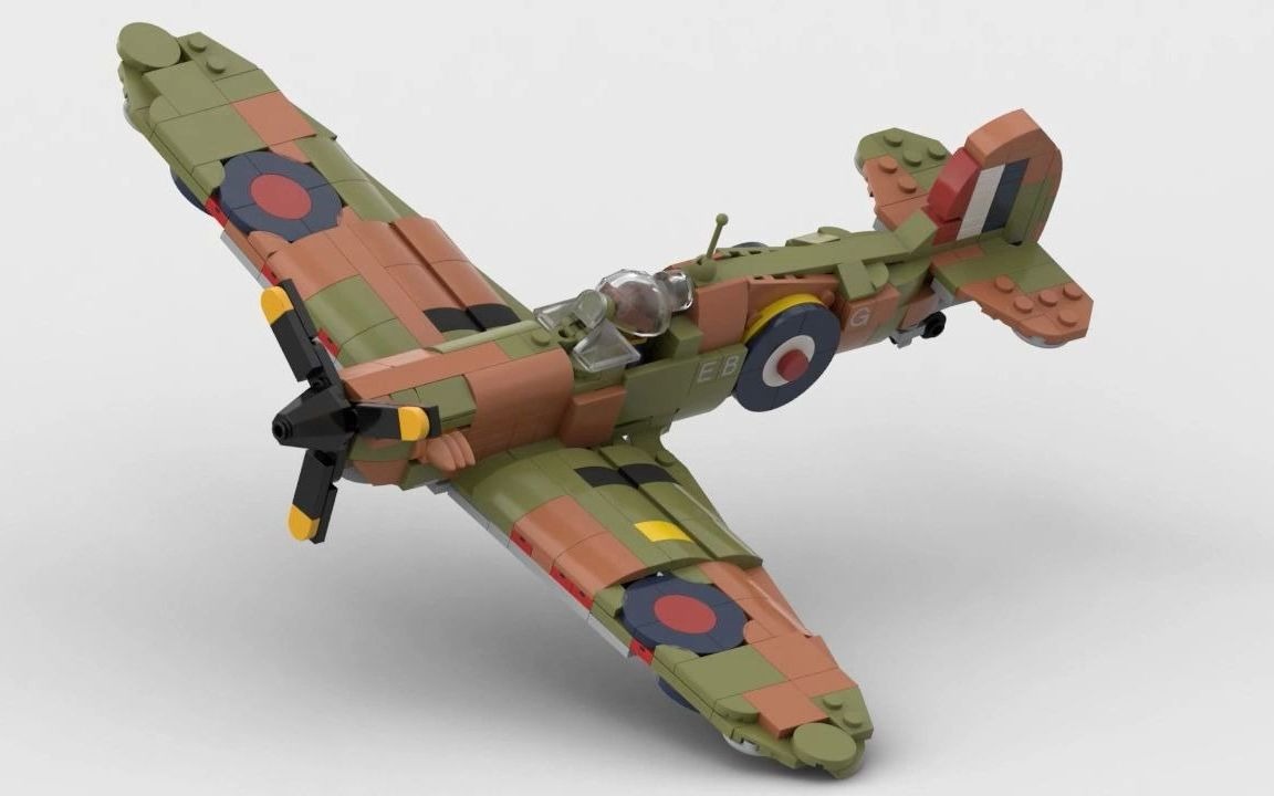 乐高moc喷火式战斗机supermarine spitfire mk拼装动画diy