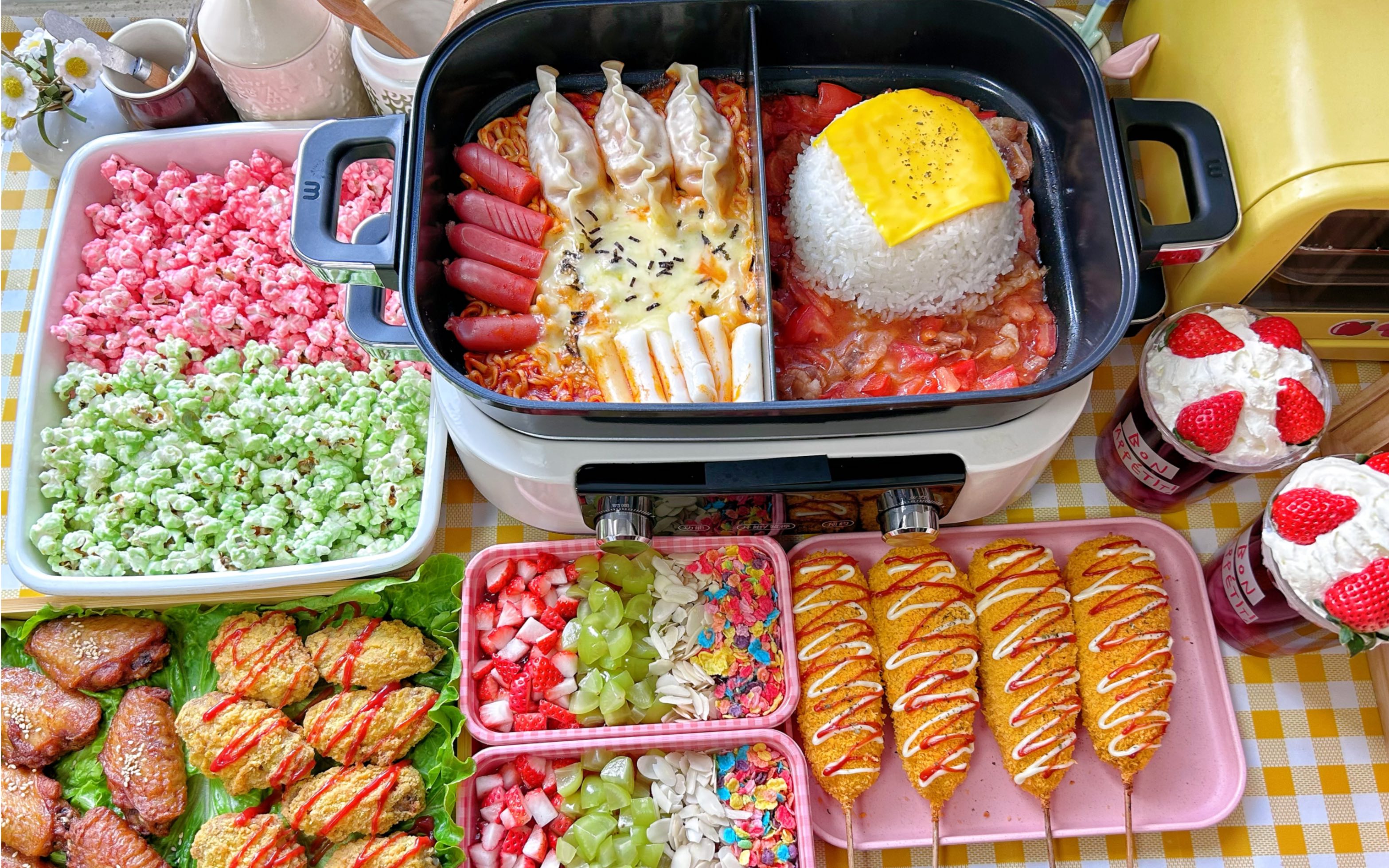 95和姐姐聚餐97芝士火鸡面77番茄芝士烩饭～双拼爆米花|芝士