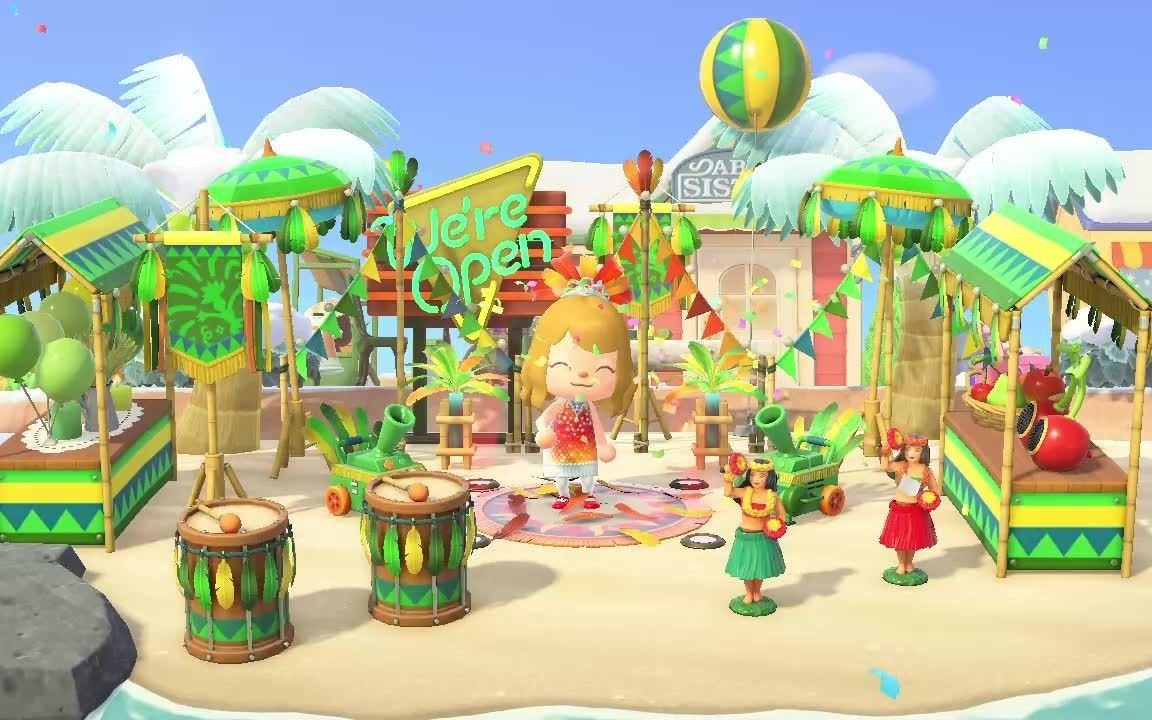 岛建分享动森狂欢节沙滩蹦迪台白天动画8s