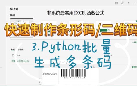 【快速制作条形码/二维码】三、Python一键批量生成多条码,不写VBA,双击直接用哔哩哔哩bilibili