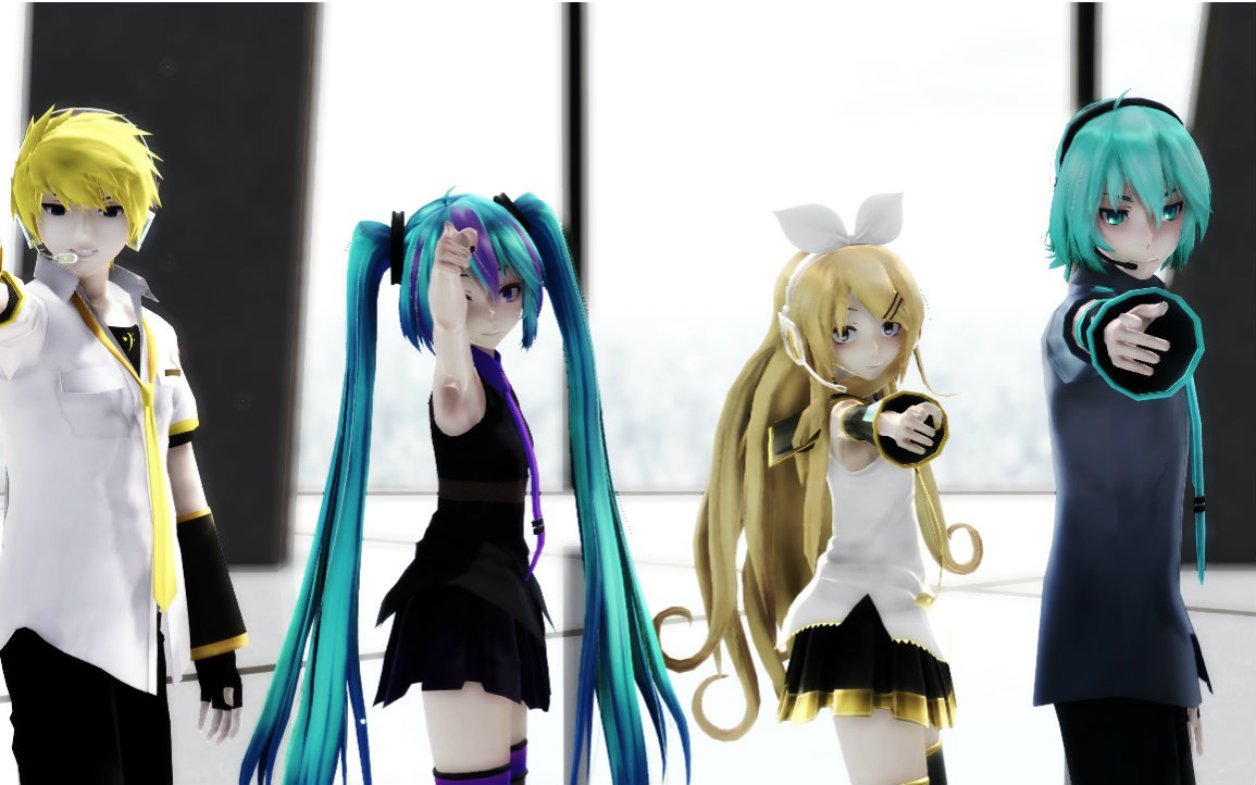 【mmd】sweetdevil remix miku&mikuo&rin&len