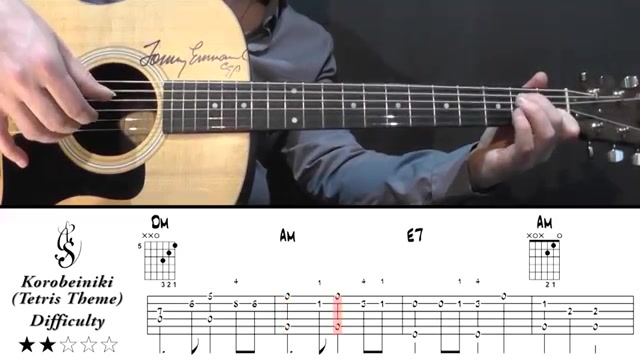 [图]【卖货郎、俄罗斯方块】Korobeiniki (Tetris Theme) - Easy Acoustic Guitar Version