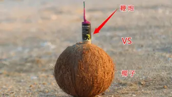 将“鞭炮”插进“椰子”里面，点燃后，会发生什么呢？
