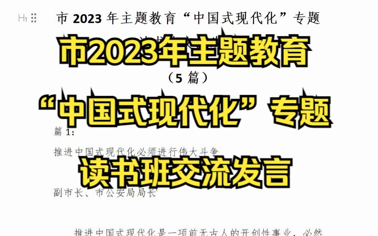 [图]市2023年主题教育“中国式现代化”专题读书班交流发言