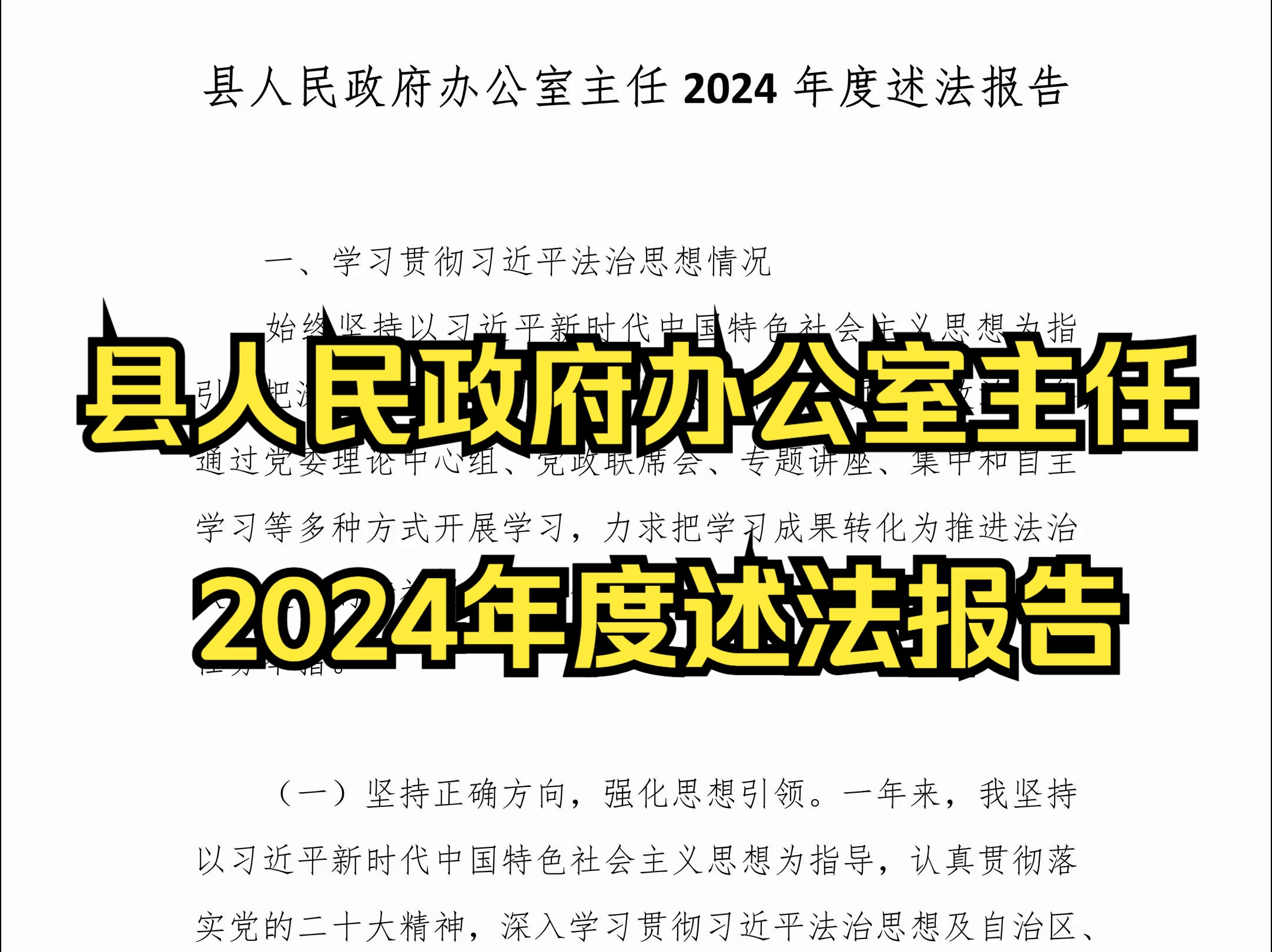 县人民政府办公室主任2024年度述法报告哔哩哔哩bilibili