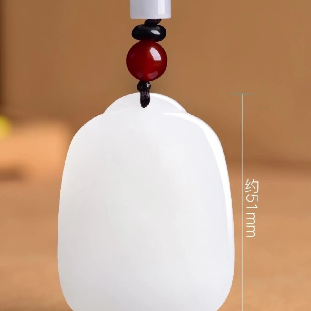 【18元券】和田玉羊脂白玉平安牌吊坠圆形弧度无事牌玉牌玉石玉挂件