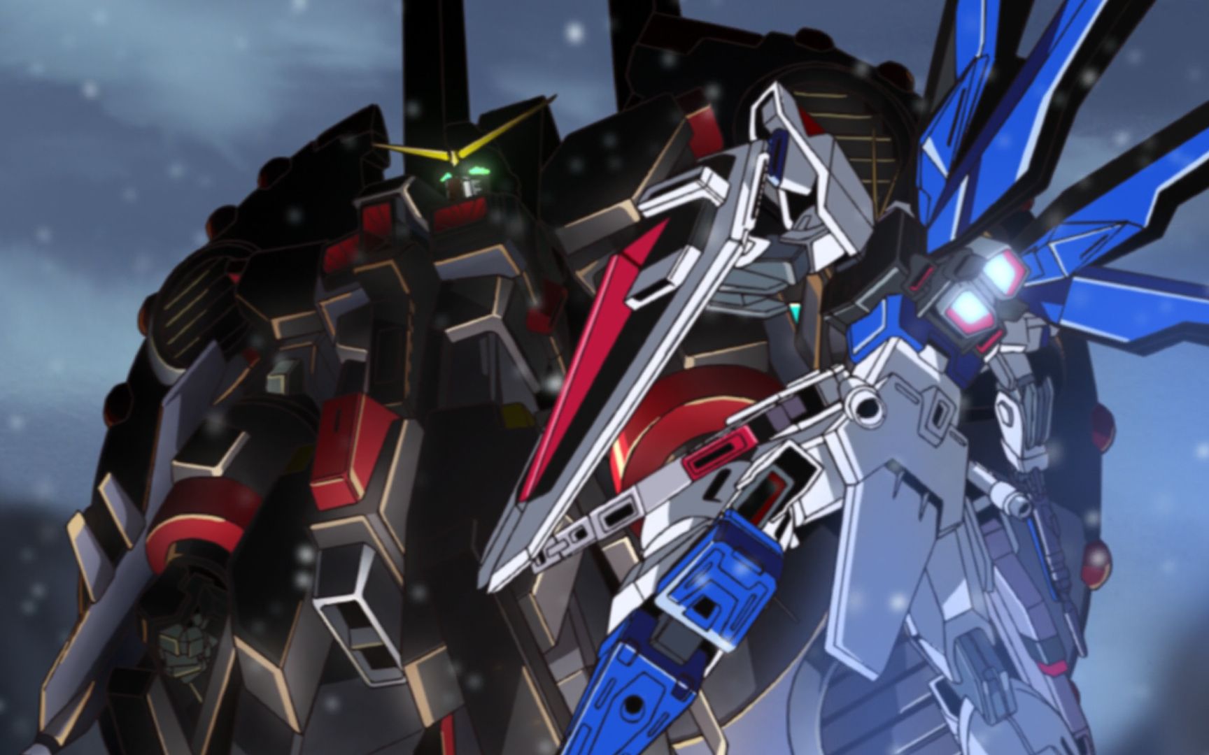 基拉驾驭自由对战体型庞大的毁灭高达,激烈的战斗把战场夷为平地_哔哩