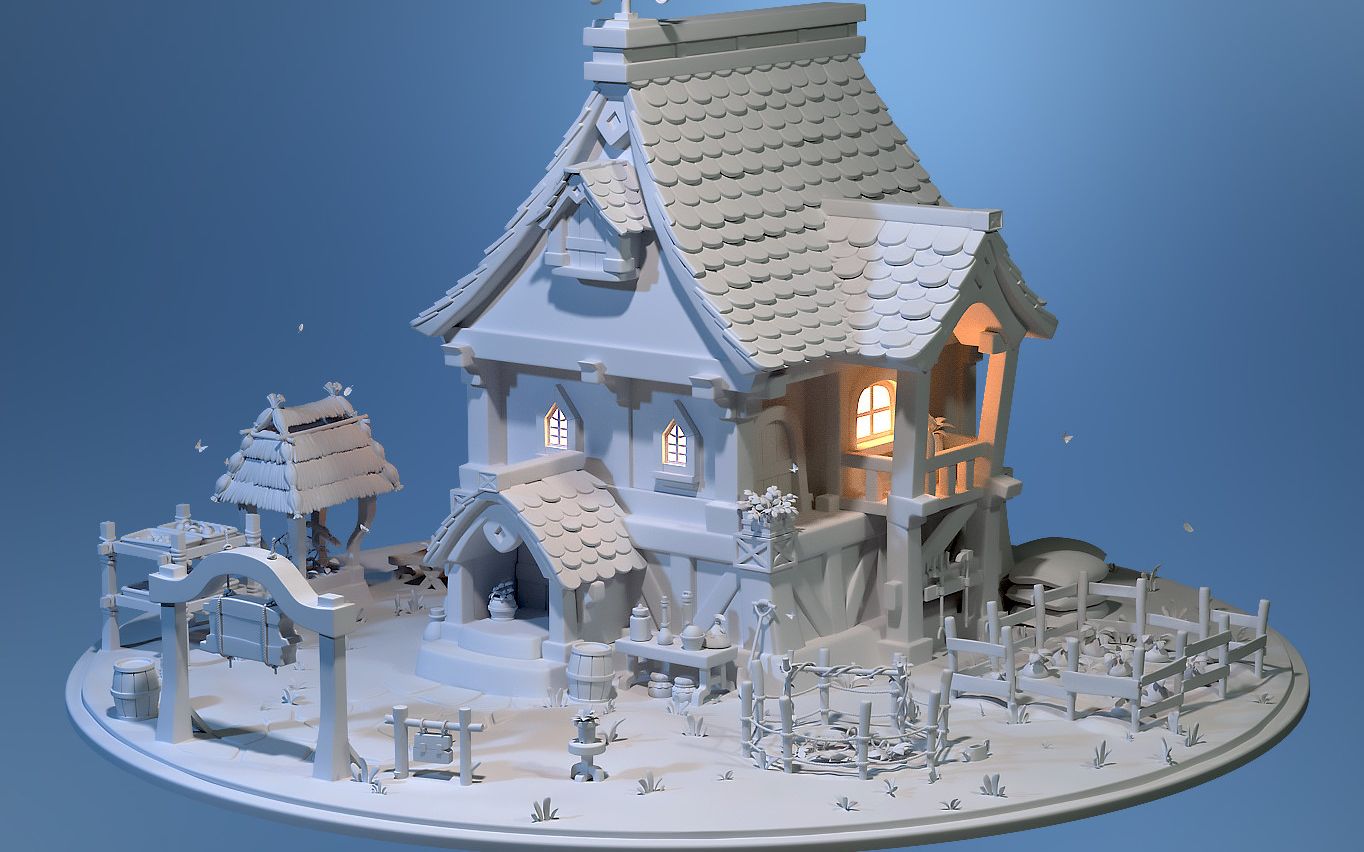 【3dmax建模】雪中梦想屋,将梦里的场景用3d拉到现实,全网最细建筑