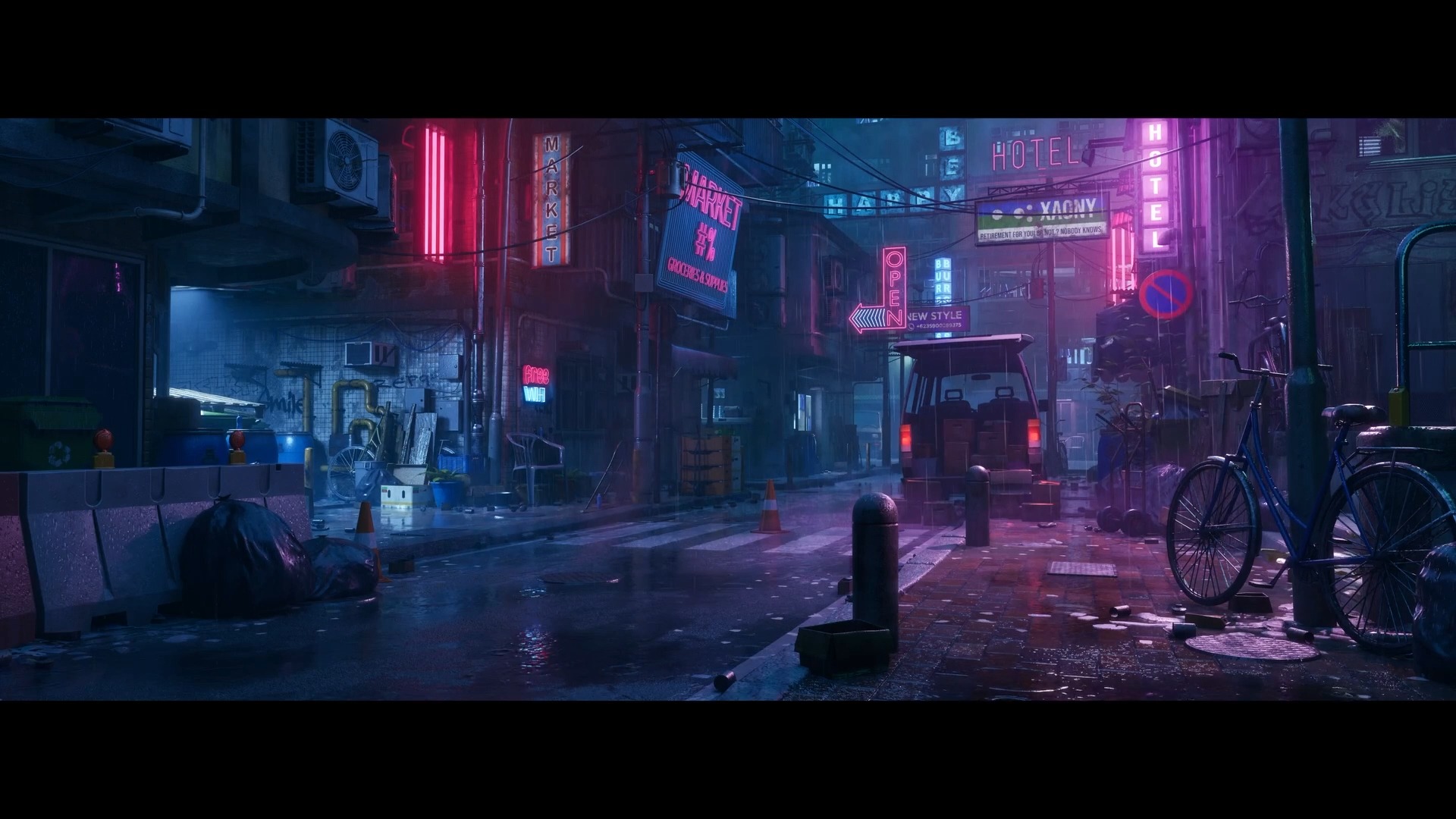 ue5制作赛博朋克夜晚街道场景