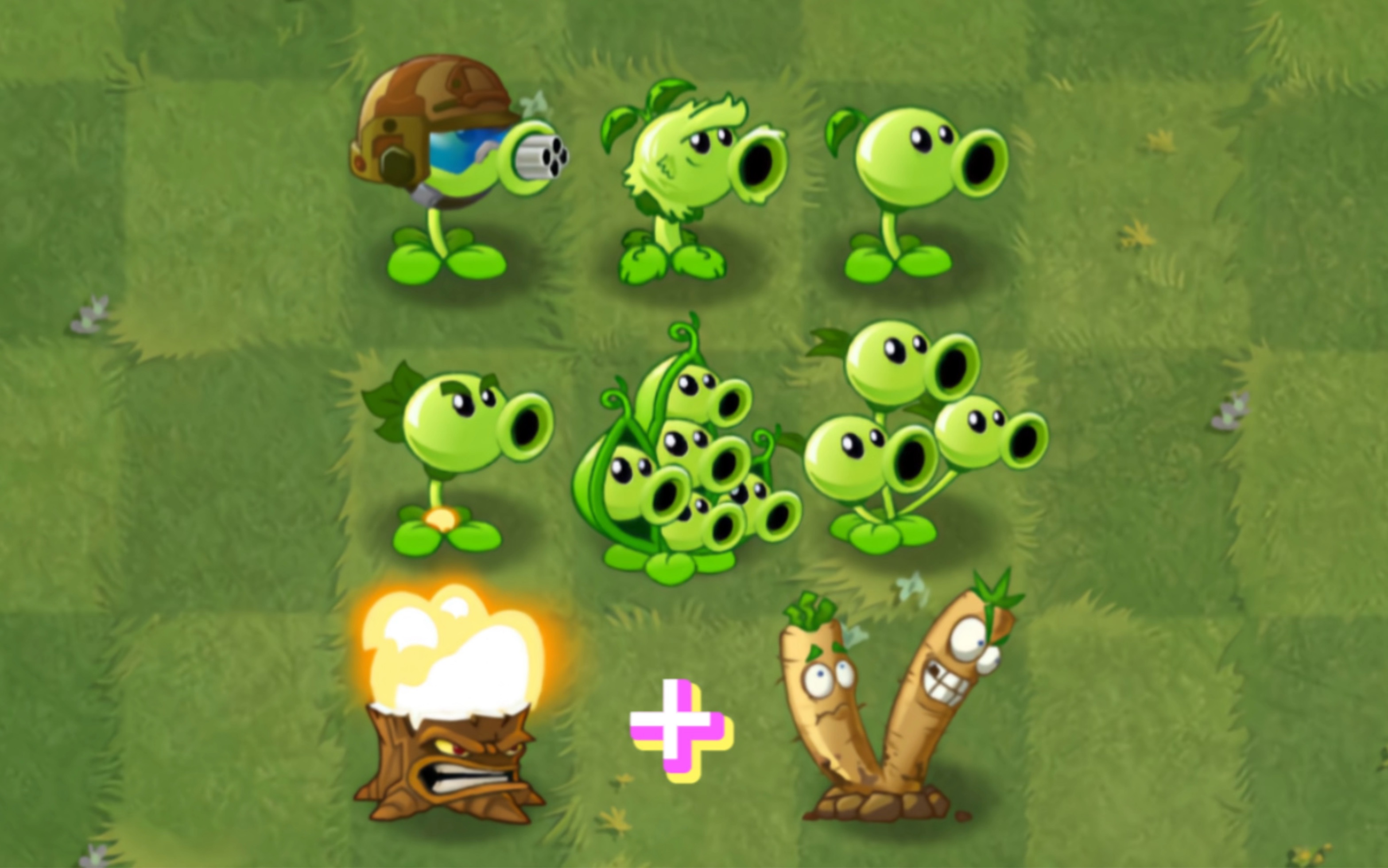 pvz2:豌豆家族 火炬树桩 牛蒡击球手挑战五大世界巨人僵尸!