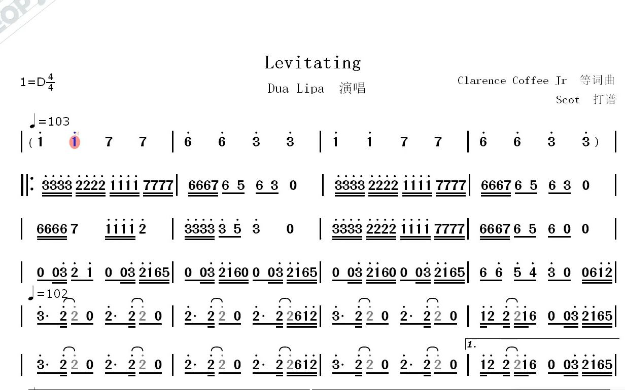 Levitating(Dua Lipa 演唱)动态简谱哔哩哔哩bilibili
