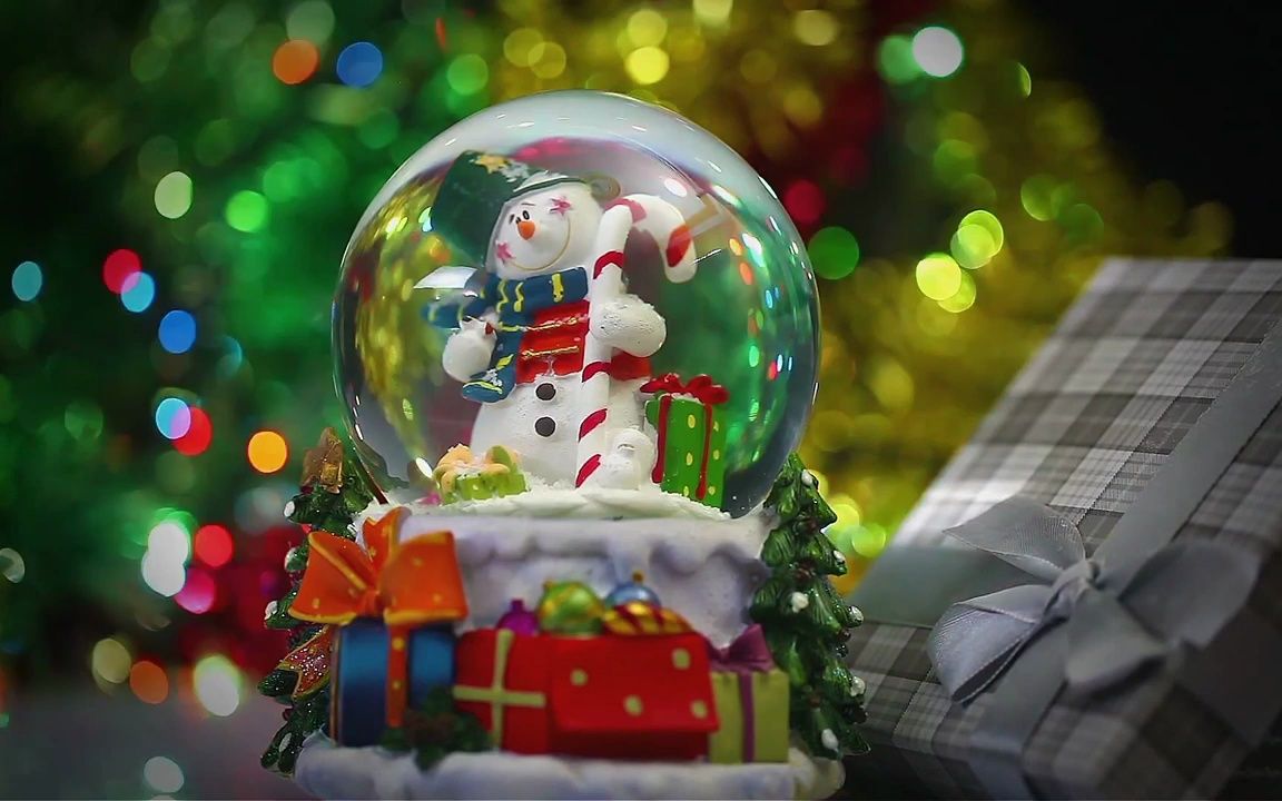 k2924 唯美水晶球雪人彩灯灯光闪耀圣诞礼物圣诞节元旦晚会文艺汇演