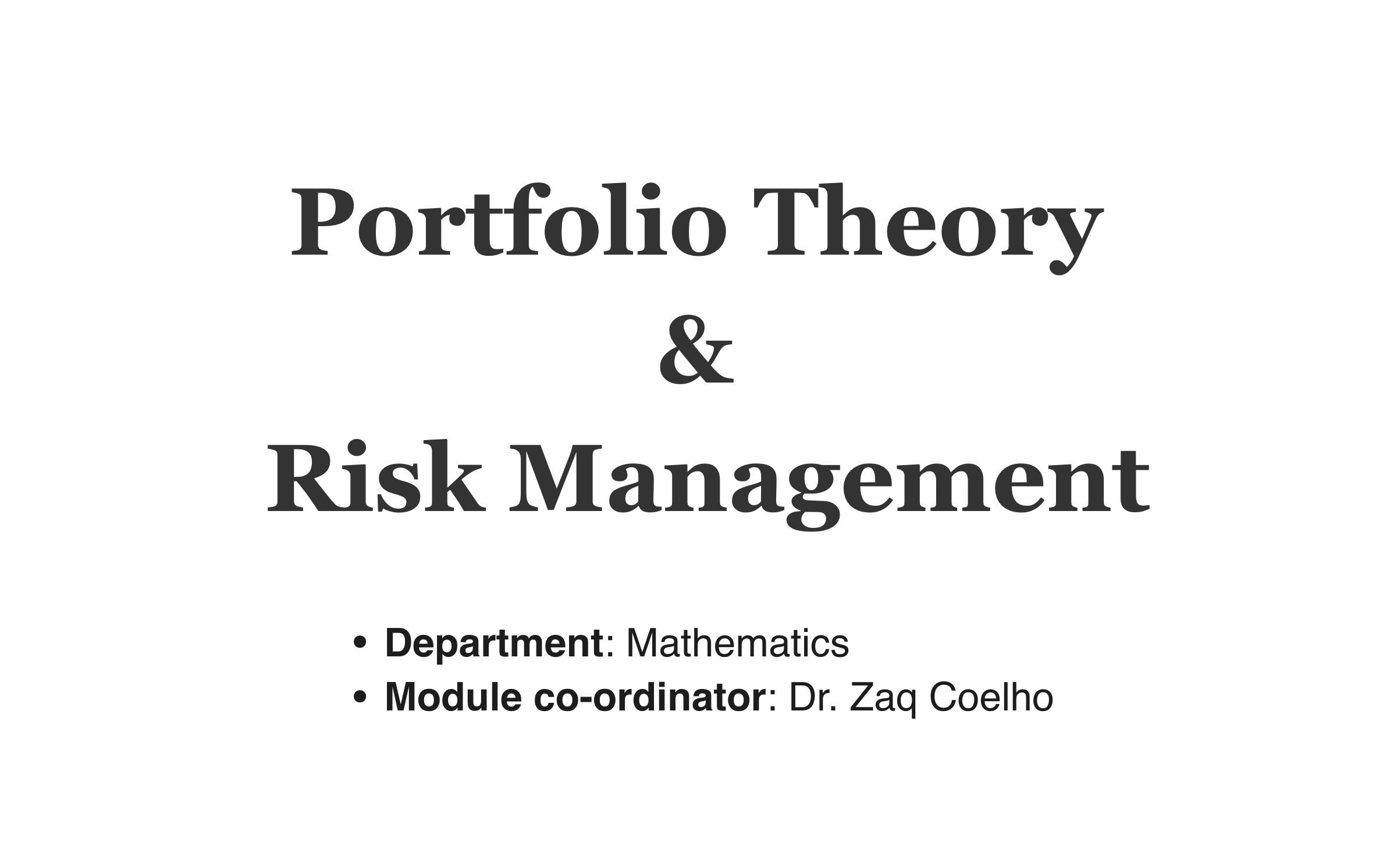 [图]【PG课程】投资组合理论和风险管理 Portfolio Theory and Risk Management