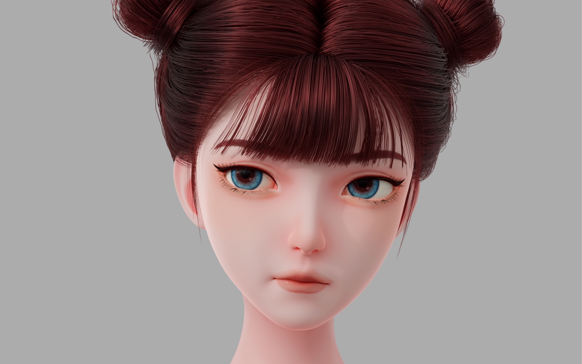 初试blender 发发女生头像建模