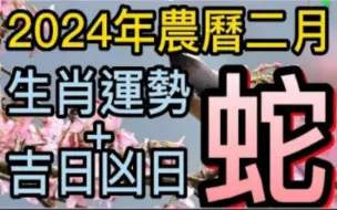 Download Video: 【张古柏】每月运势+吉日凶日】2024年农历二月(阳历2024年3.10 ~ 4.8)生肖运势分享 - 蛇