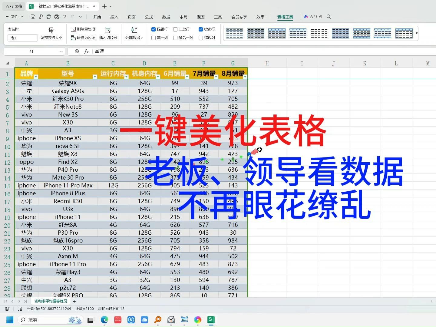 wps 表格:一键搞定!轻松美化海量表格数据,告别眼花缭乱|如何快速美化表格,让表格数据看起来爽心悦目?哔哩哔哩bilibili