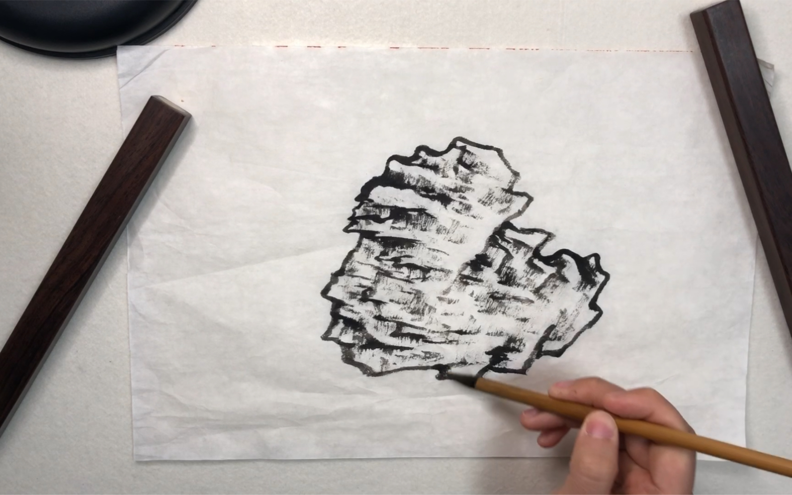 【无倍速教学】山石小斧劈皴法示范_哔哩哔哩 (゜-゜)つロ 干杯