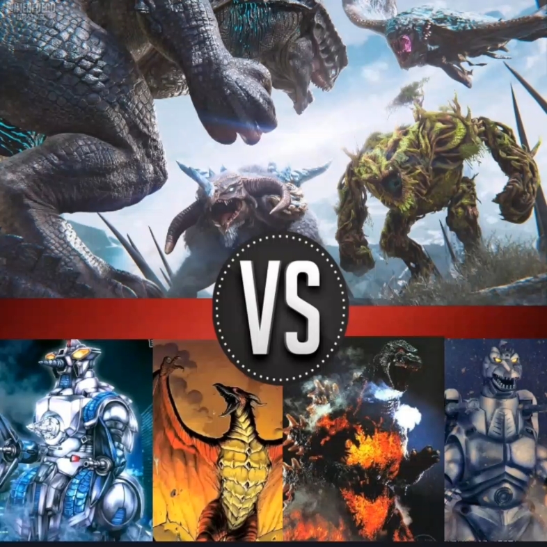 (生死决斗)君王泰坦 冰原泰坦 森林泰坦 沙漠泰坦vs平成魔杰拉 平成