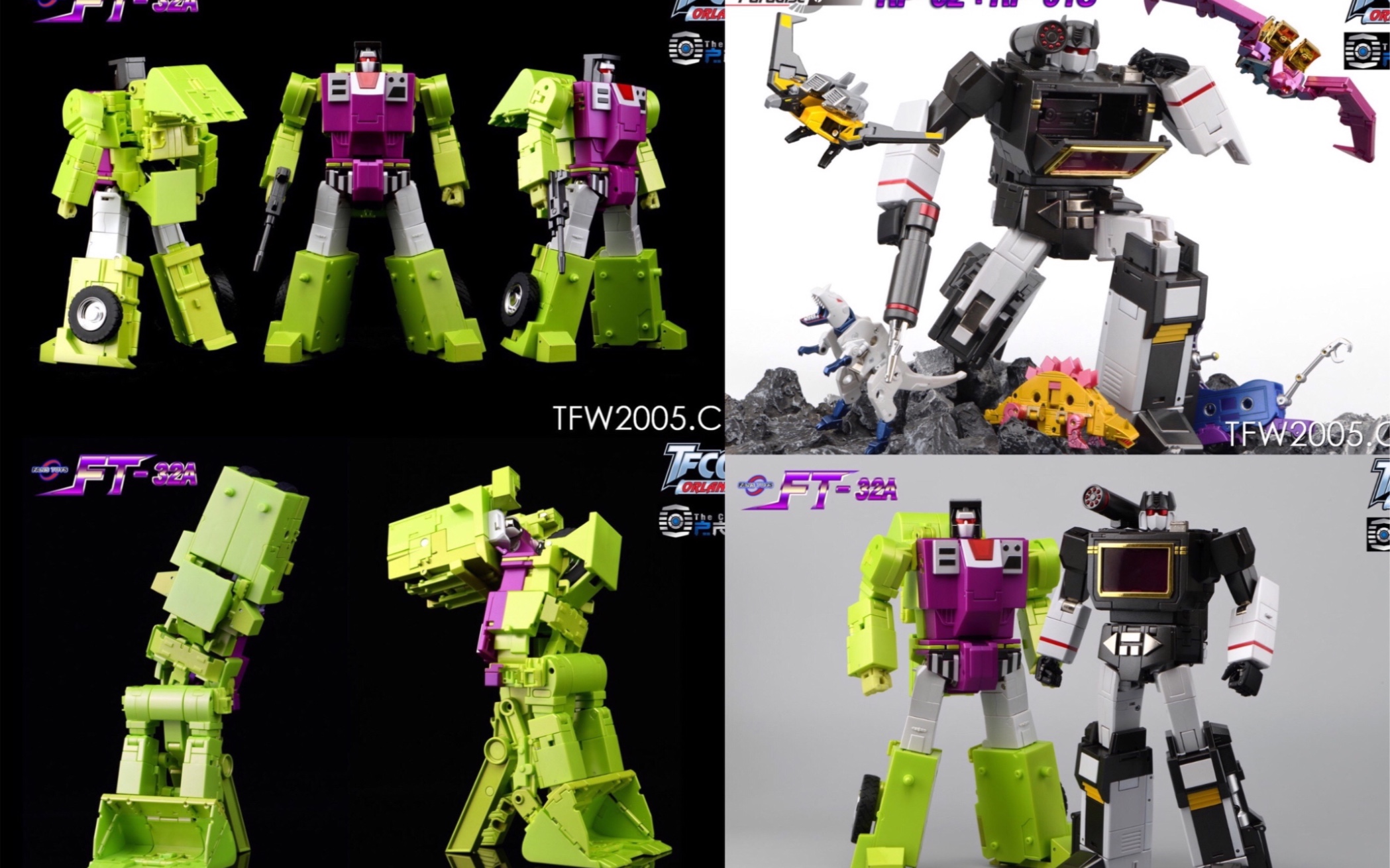 tfcon2023新品:ft大力神铲土机,音板蝙蝠精,圆锯鸟,暴龙残杀 变形金刚