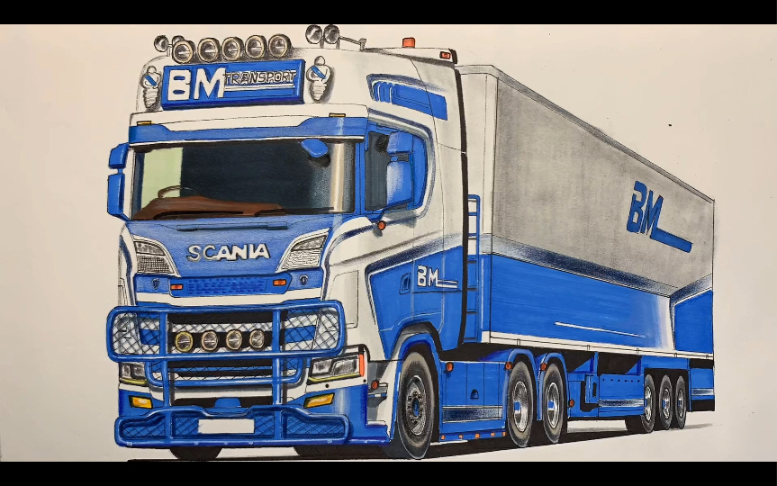 手绘斯堪尼亚770s半挂车