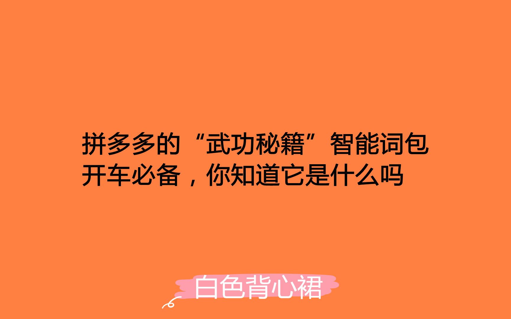 拼多多的“武功秘籍”,智能词包开直通车必备,你知道它是什么吗哔哩哔哩bilibili