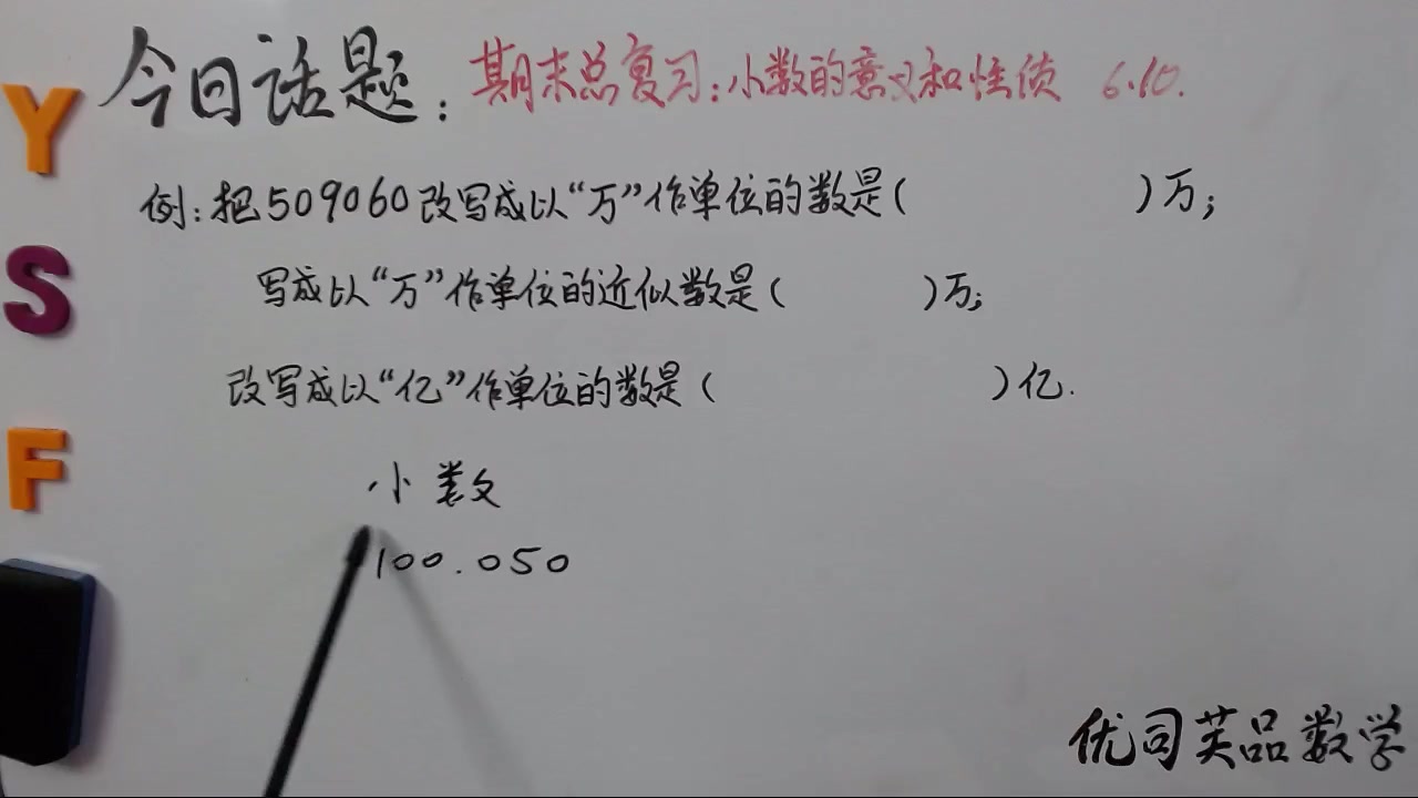 [图]2020四年级数学下册期末总复习：小数的意义和性质，优司芙品数学