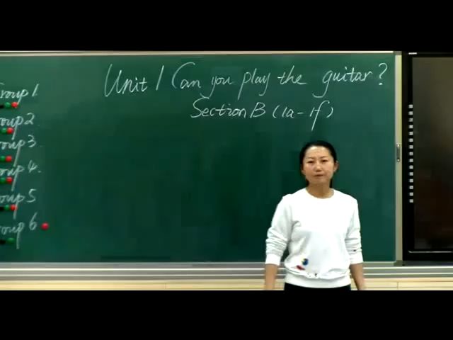 [图][有完整版]人教版七下Unit 1 Can you play the guitar.Section B 1a-1f.优质课教学视频，青海省