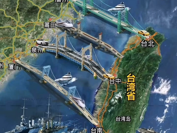 通往台湾省的各个大桥方案#台湾#大桥建设