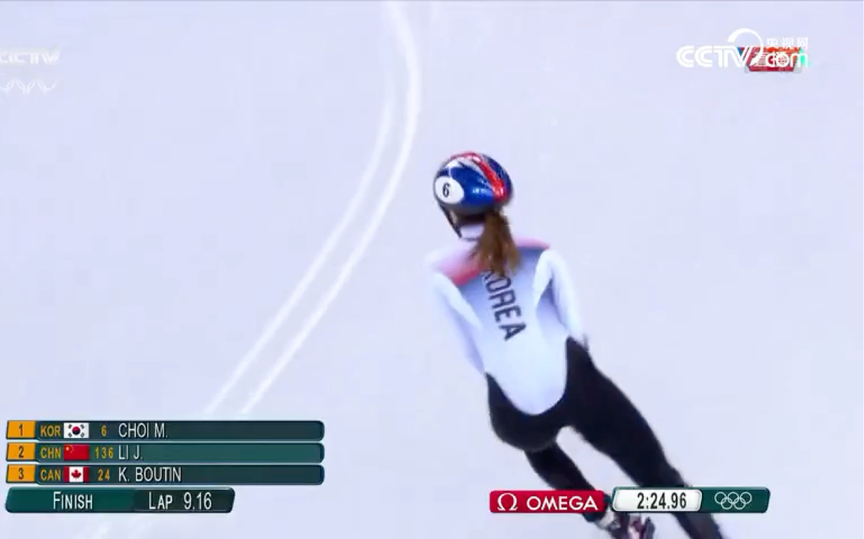 [图]【2018平昌冬奥会】女子1500m决赛 崔敏静超强外道加速能力