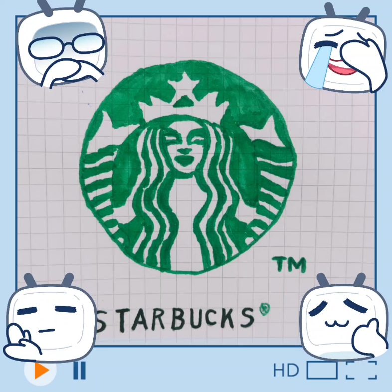 手绘星巴克logo