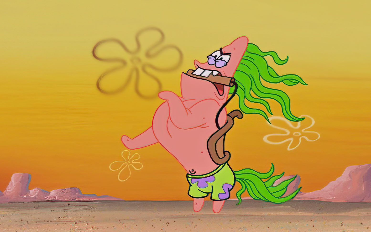 派大星给小海绵当起了马儿,还和老蟹赛跑,最后夺走蟹老板抓子_哔哩