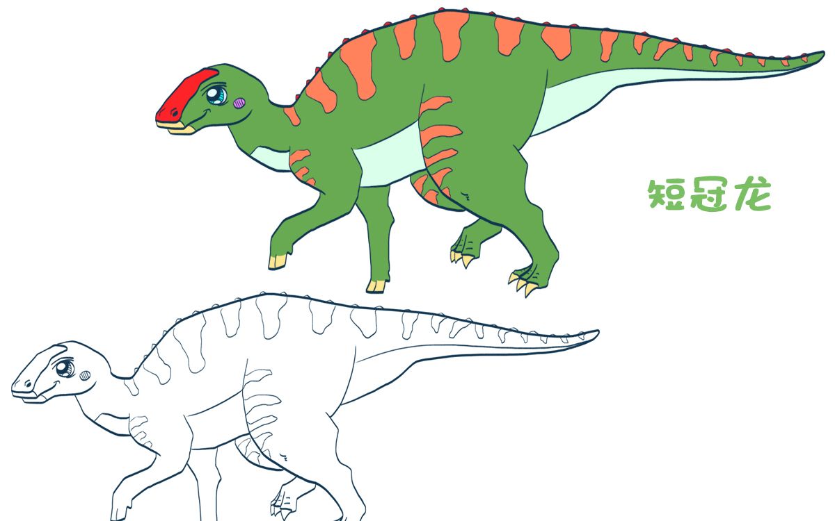 简笔画大全,短冠龙(一)