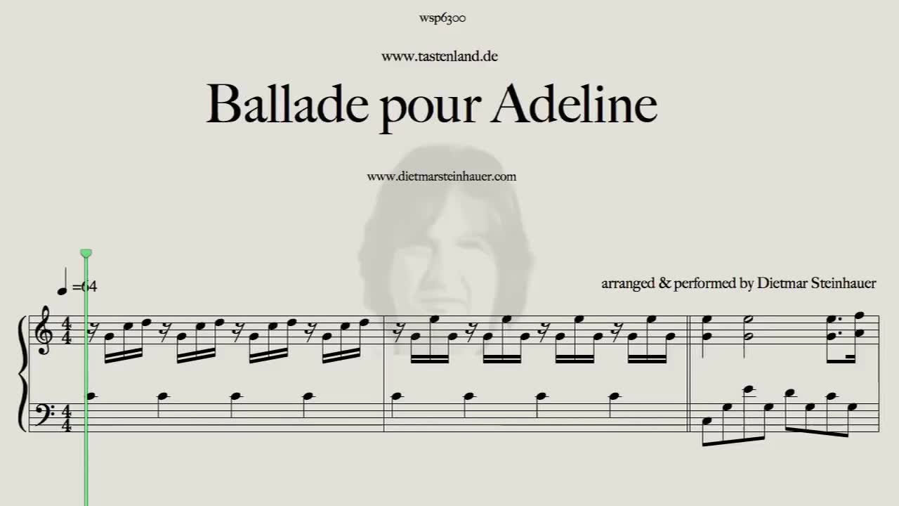 [图]HD西洋通俗音乐《Ballade pour Adeline》五线谱视奏模式 《水边的阿荻丽娜》