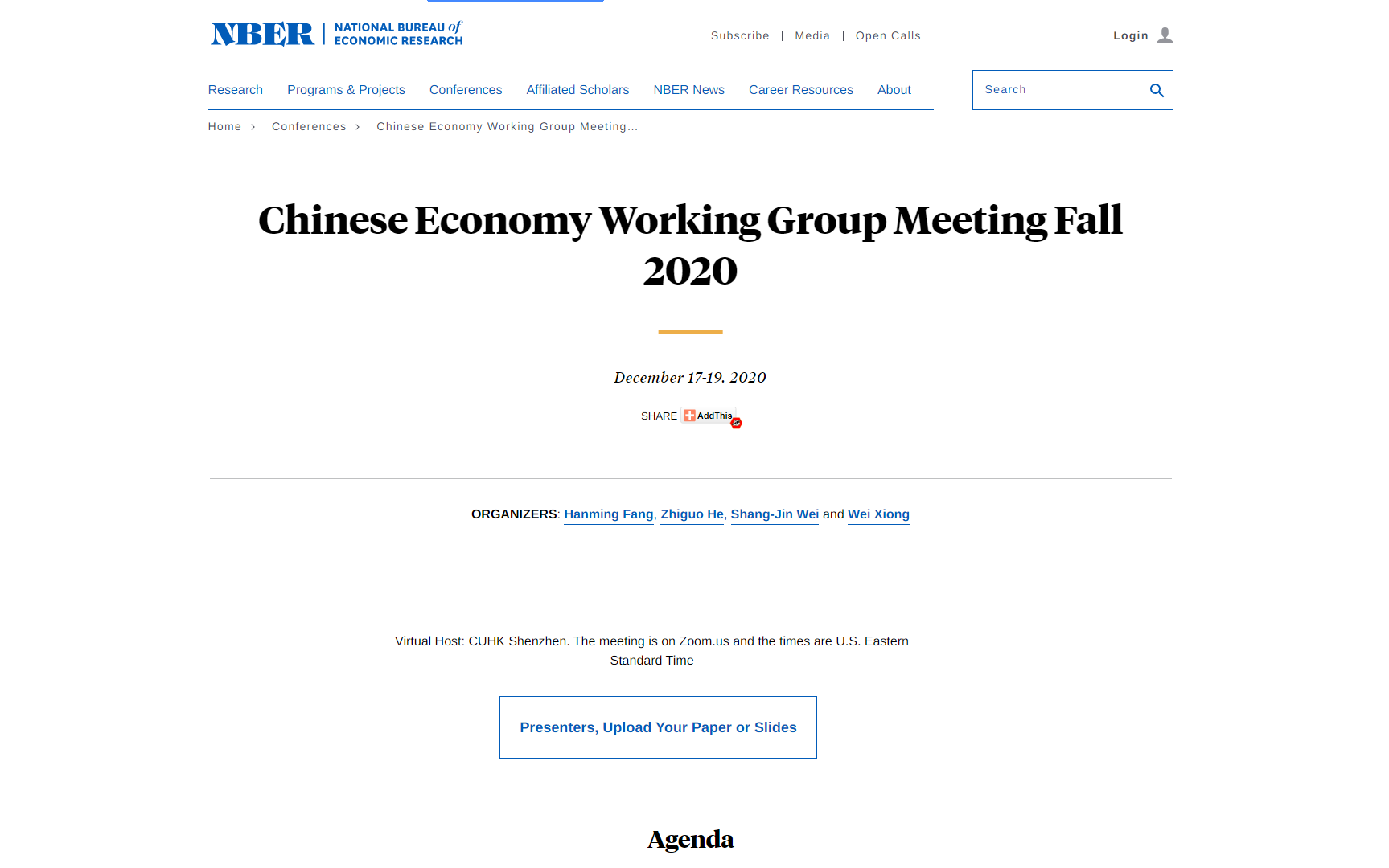 [图]NBER Chinese Economy Working Group Meeting Fall 2020