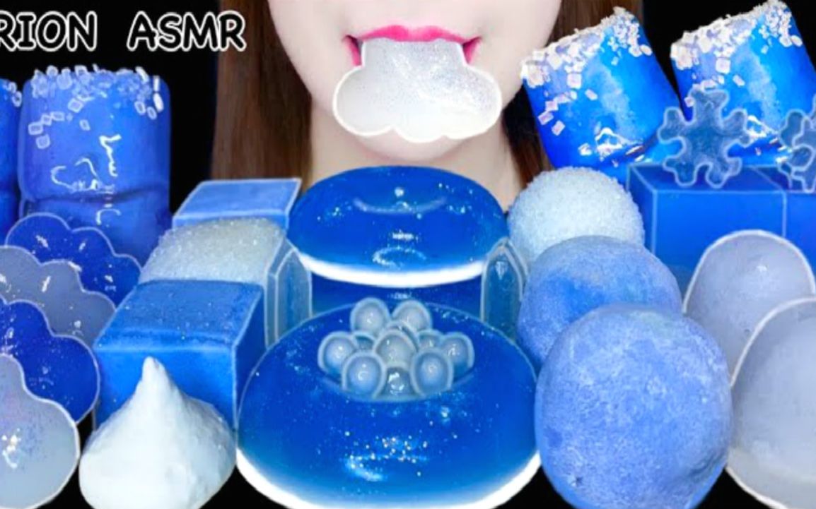 rion海蓝色甜点碳酸乳冰球琥珀糖硬糖马林糖棉花糖云朵果冻果冻环奶油