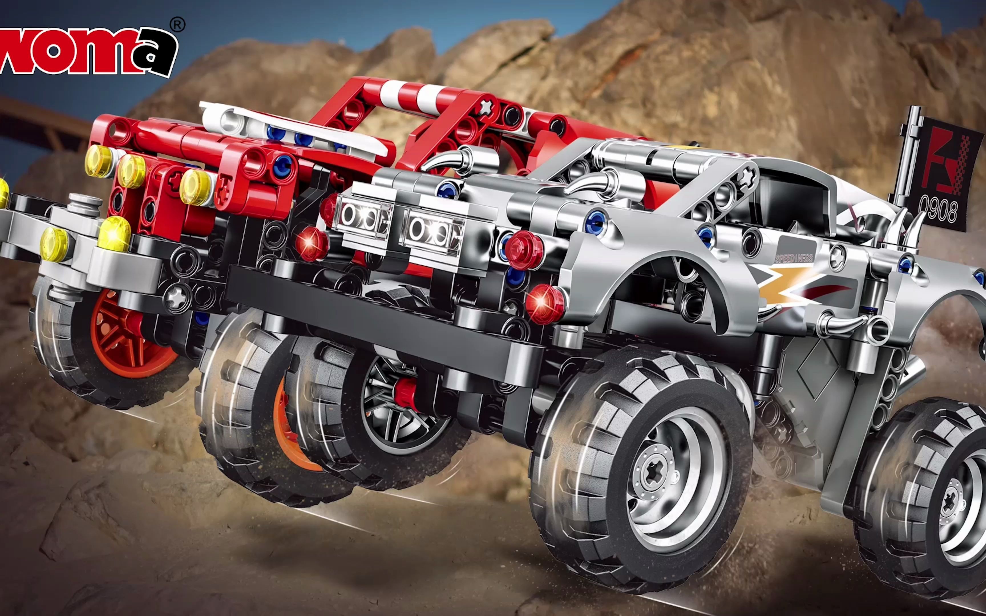 国产积木丨沃马上新季!科技件大脚怪回力车!澎湃动力翻山越岭!