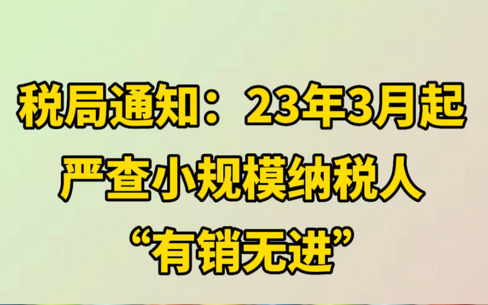 税局通知:23年3月起严查小规模纳税人“有销无进”,未提供任何进项的要小心了!小规模该如何自查,攻略都准备好了!哔哩哔哩bilibili