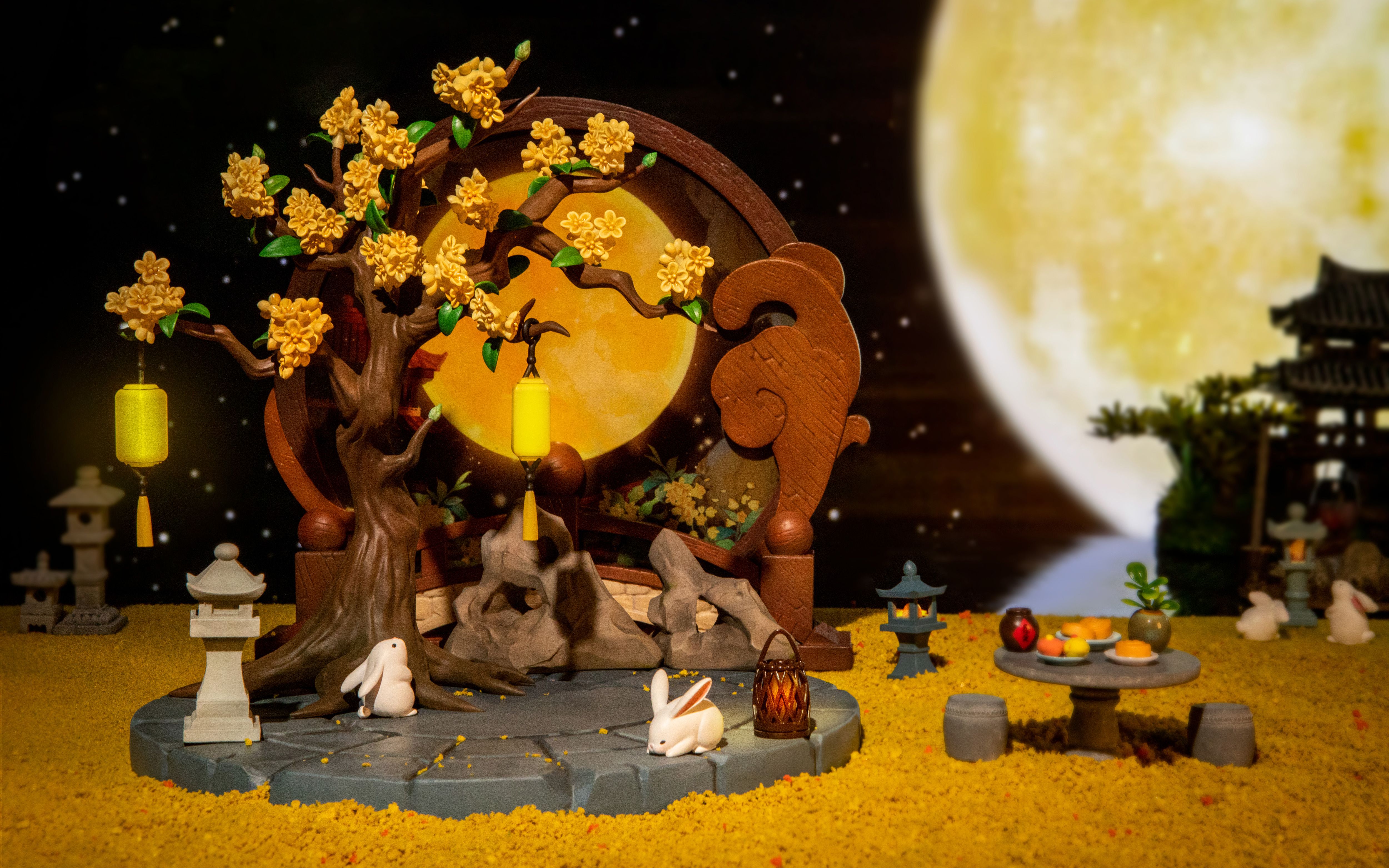 国风系列擎景-桂花树【丹桂疏影】中秋限定中式亭场景展示~_哔哩哔哩