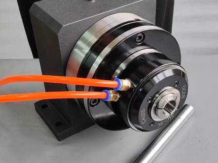 高精密气压回转夹头,电机带动旋转,圆管椭圆管方管夹持中空旋转气动