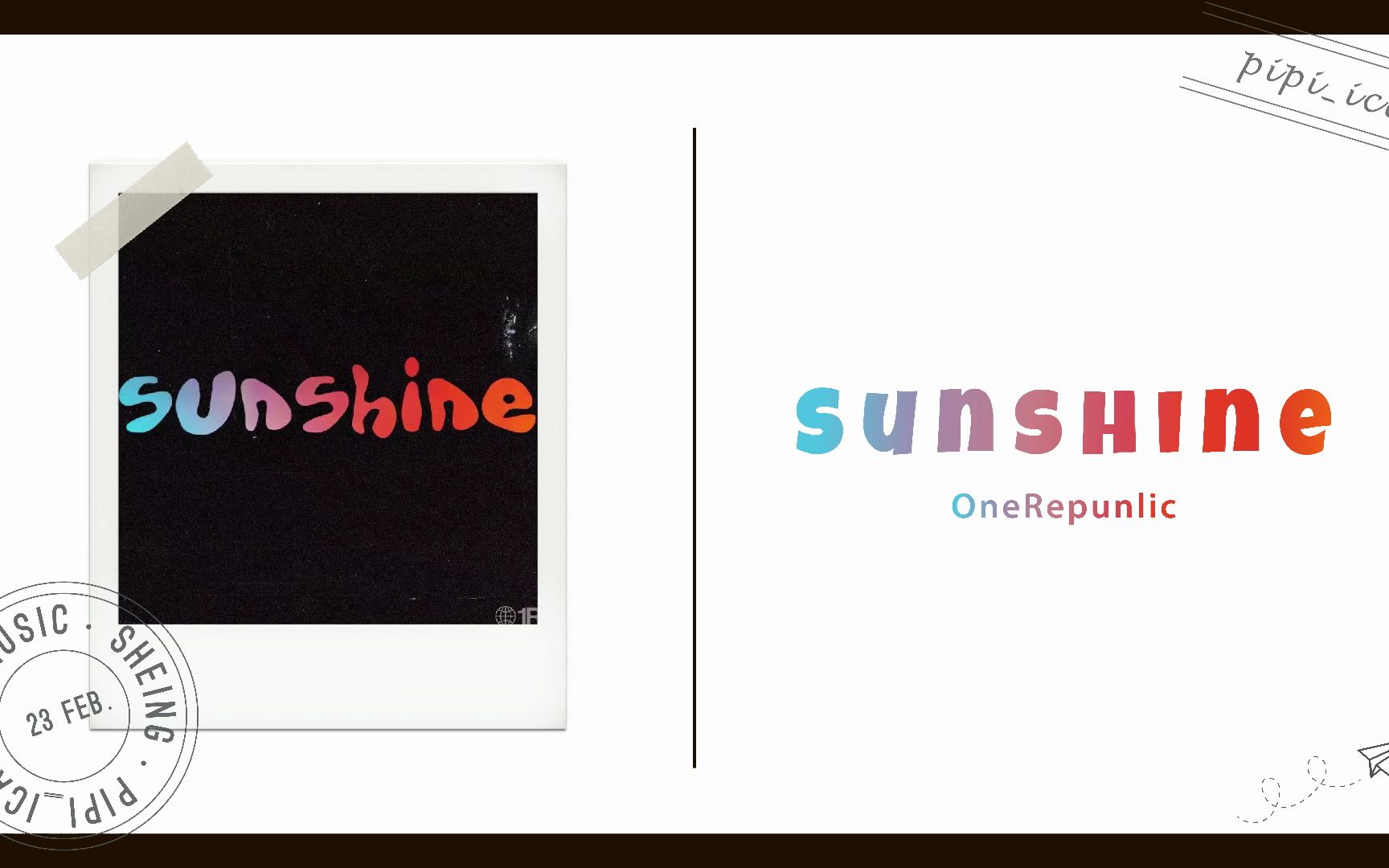 [图]每日单曲分享 {For a little bit of sunshine~} OneRepunlic——Sunshine