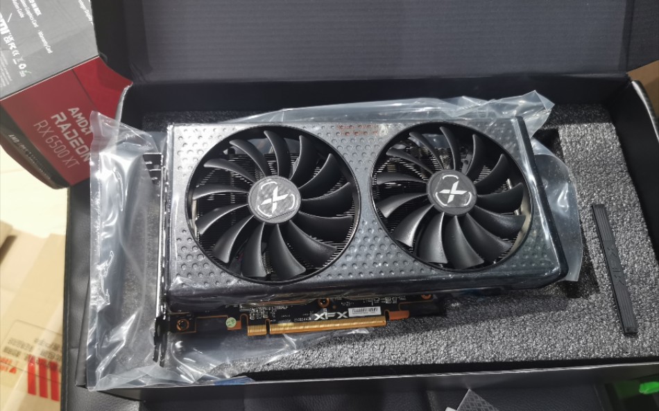 京东自营非矿型号显卡讯景6500xt开箱视频1367元下山