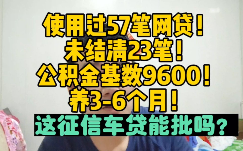 未结清网贷23笔,公积金基数9600,养三到六个月这征信车贷能批吗哔哩哔哩bilibili