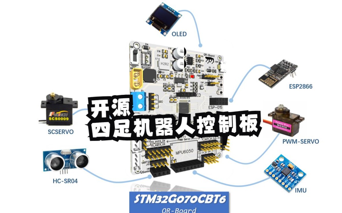 【STM32】开源四足机器人控制板QRBoard哔哩哔哩bilibili