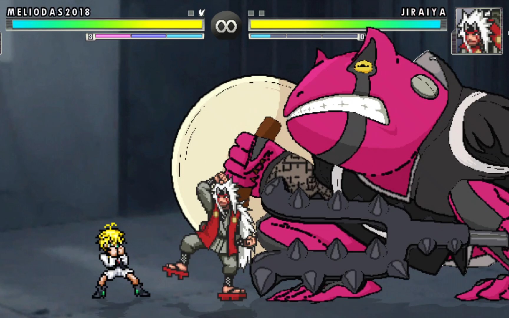 mugen:梅利奥达斯vs自来也,不愧是魔神王的儿子