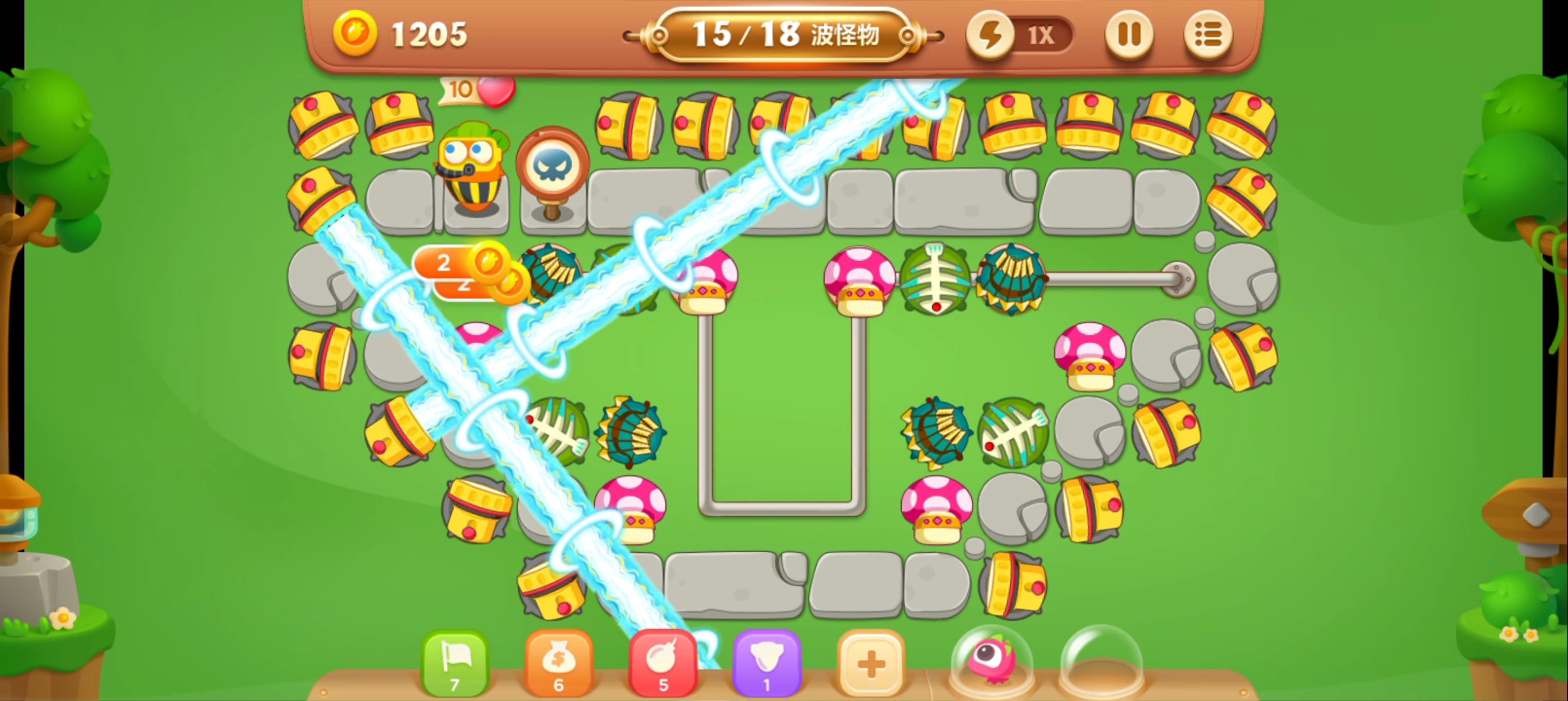 保卫萝卜3,今天是公园主题第20关,幸好给的手电筒多