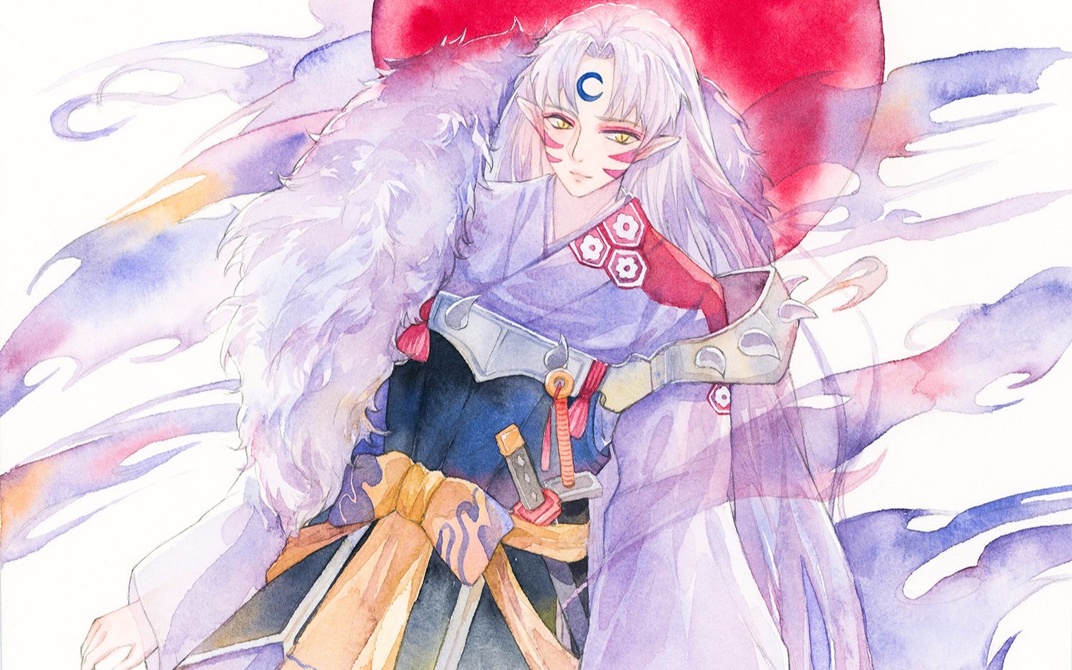 【手绘水彩】画一个仙气十足的杀殿-"赌上我杀生丸的荣耀"